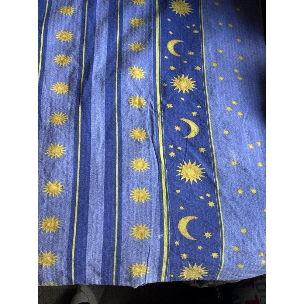 Vintage 90s Celestial‎ Sun Moon Twin Duvet Cover Blue Yellow Stripe 72